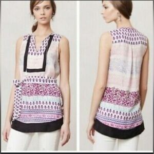 Anthropologie Maeve Istmo Tunic Sleeveless Silk Tank Top Belt Not Included Size2